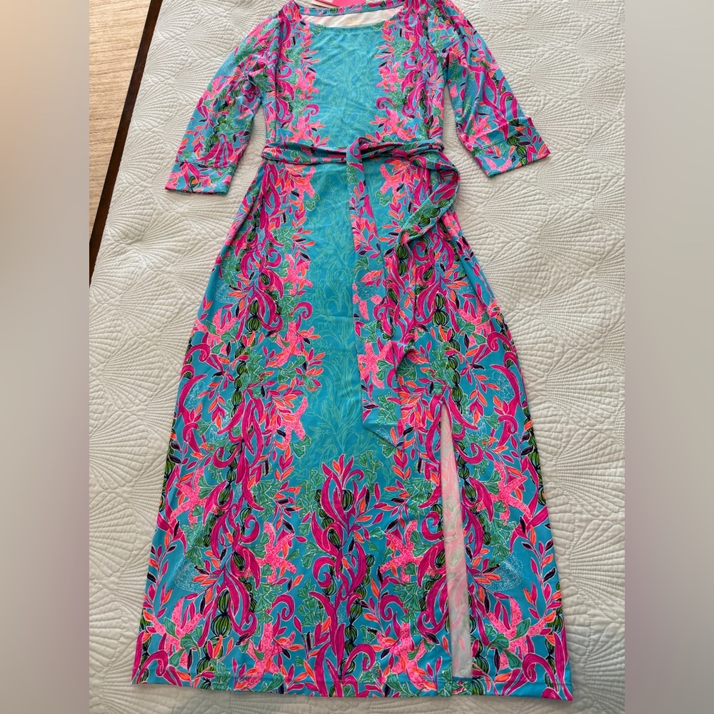 Lilly Pulitzer Carabella Seaweed Samba Maxi Dress, L. NWT